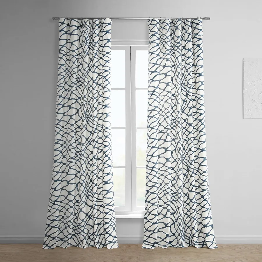 Ellis Blue Printed Cotton Twill Curtain 1 Panel Ellis Blue 50W X 108L
Ellis Blue Printed Cotton Twill Curtain 1 Panel Ellis Blue 50W X 108L