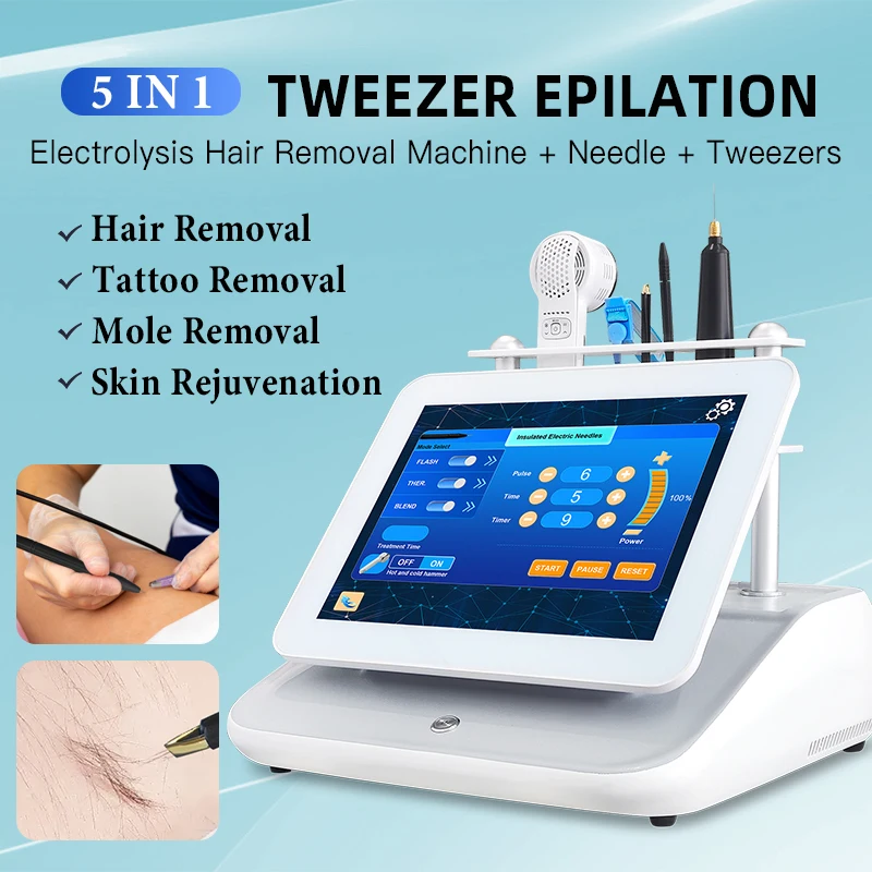 Portable 5 in 1 Electric Needle Tweezers Hair Removal Machine Electric Needle Painless Electrolysis Needle Hair Removal Device
Portable 5 in 1 Electric Needle Tweezers Hair Removal Machine Electric Needle Painless Electrolysis Needle Hair Removal Device