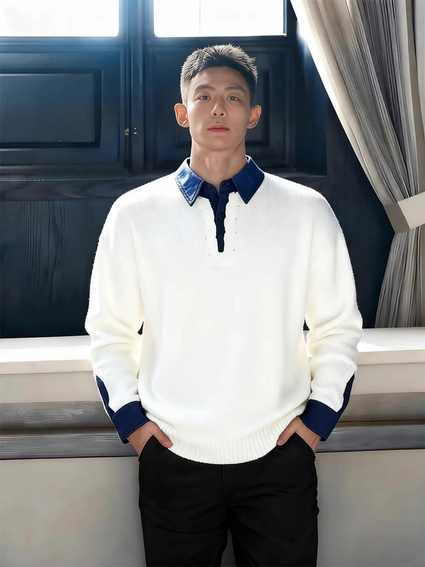 Briti Sle Men's Knitted irt Collar Base Layer Sweater Fake Two-Piece Autumn Winter Faion Casual Polyester Fiber
Briti Sle Men's Knitted irt Collar Base Layer Sweater Fake Two-Piece Autumn Winter Faion Casual Polyester Fiber