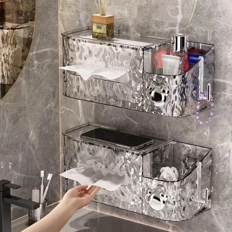 Suction Cup Tissue Box Wall Hanging Household High-end Face Towel Storage Box Non-punching Bathroom Paper Rack
Suction Cup Tissue Box Wall Hanging Household High-end Face Towel Storage Box Non-punching Bathroom Paper Rack