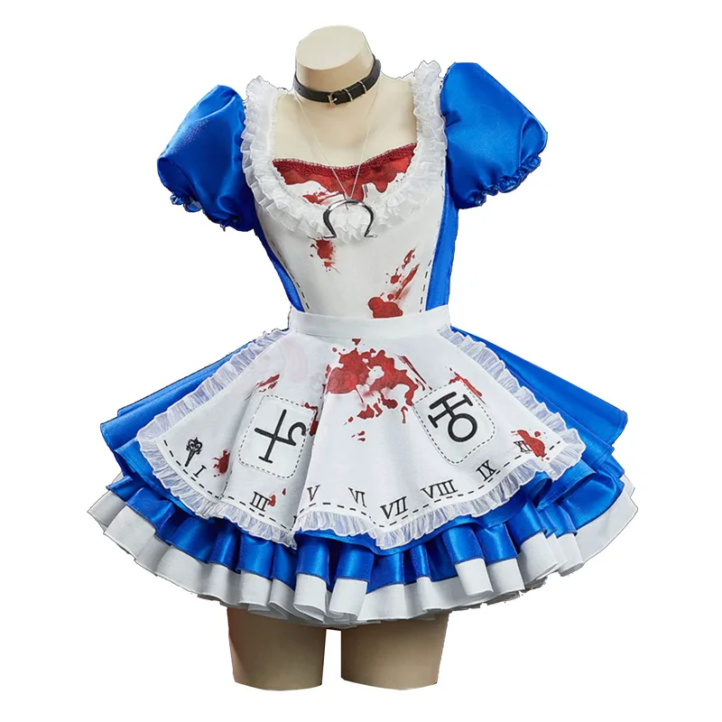 Alice Madness Returns Cosplay Costume Women Lolita Blue Short Sleeve Maid Dress Necklace Outfit Halloween Carnival Party Clothes
Alice Madness Returns Cosplay Costume Women Lolita Blue Short Sleeve Maid Dress Necklace Outfit Halloween Carnival Party Clothes