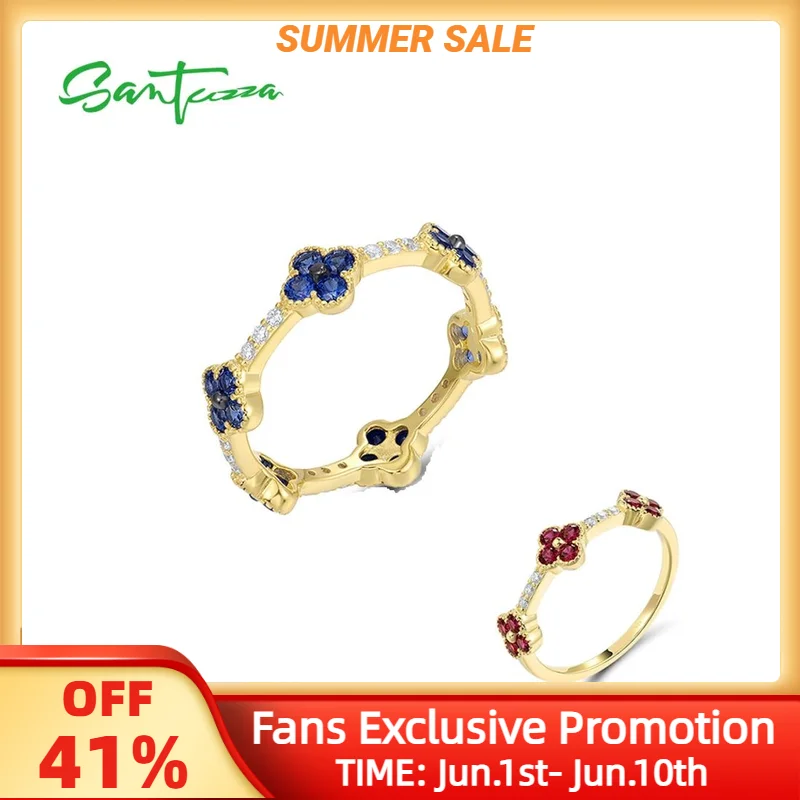 SANTUZZA 925 Sterling Silver Stackable Ring For Women Created Ruby Sapphire White CZ Delicate Flowers Wedding Gifts Fine Jewelry
SANTUZZA 925 Sterling Silver Stackable Ring For Women Created Ruby Sapphire White CZ Delicate Flowers Wedding Gifts Fine Jewelry