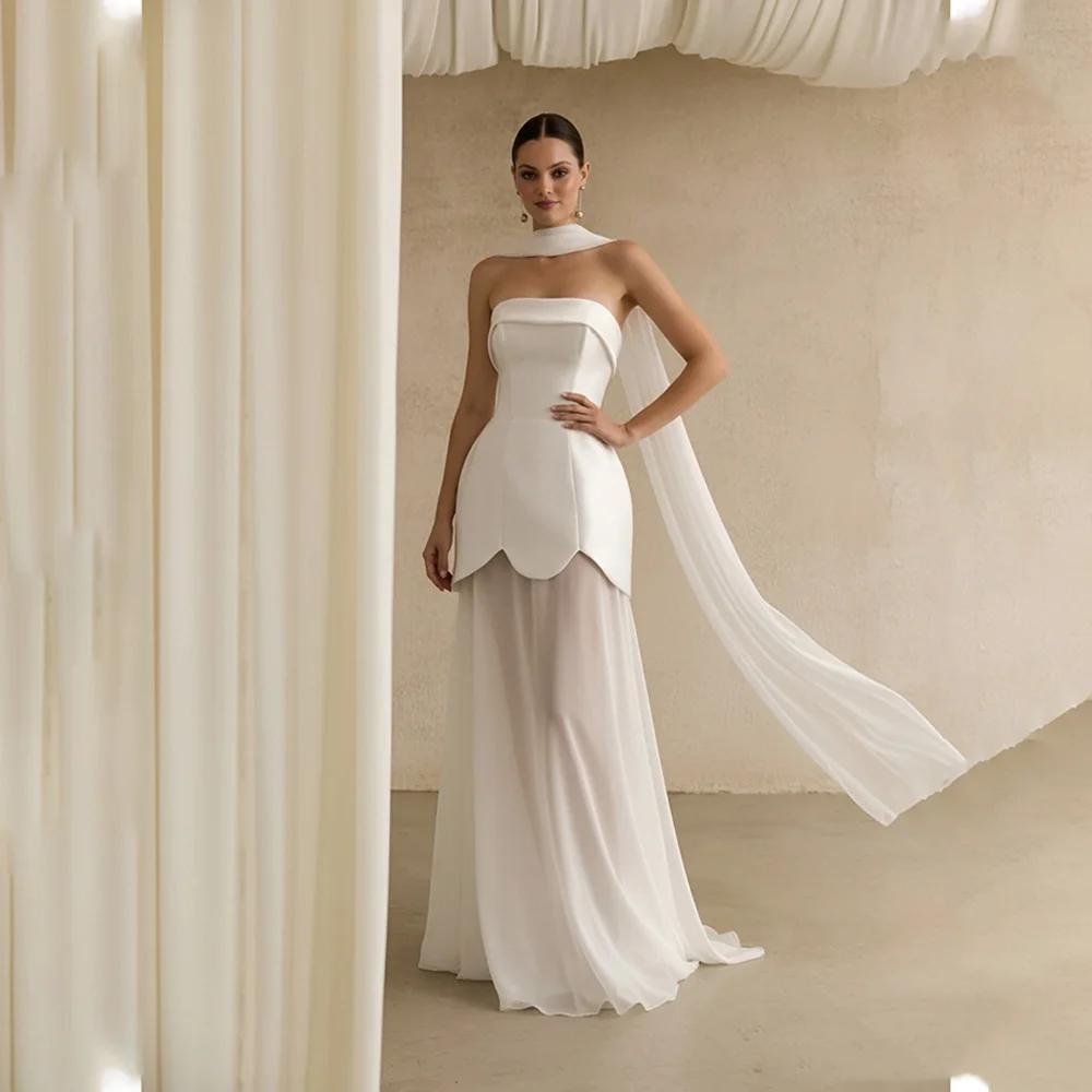 Elegant Wedding Dresses Bride Strapless Sleeveless Bride Prom Gown A-Line Floor-Length vestido de novia satín liso Customized
Elegant Wedding Dresses Bride Strapless Sleeveless Bride Prom Gown A-Line Floor-Length vestido de novia satín liso Customized