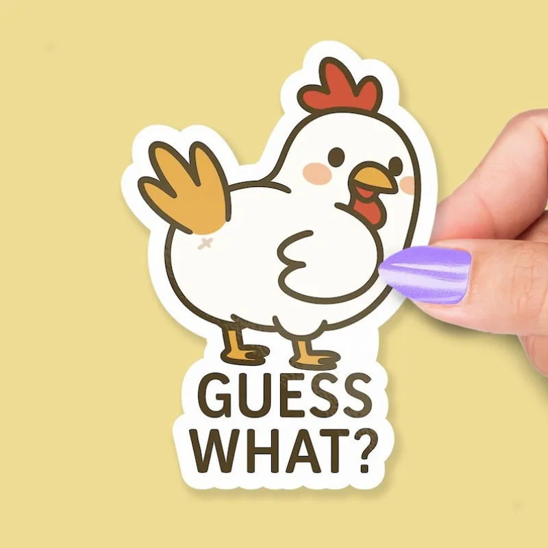 1/3/5pcsGuess What Chicken Sticker- Funny Animal Pun Vinyl Decal- Butt Joke Sticker- Sassy Laptop Sticker- Chicken Lover Gift- Farm Humor Vinyl Sticker- Water Bottle Sticker- Notebook Decal- Sticker- Adorable Poultry Humor Sticker
1/3/5pcsGuess What Chicken Sticker- Funny Animal Pun Vinyl Decal- Butt Joke Sticker- Sassy Laptop Sticker- Chicken Lover Gift- Farm Humor Vinyl Sticker- Water Bottle Sticker- Notebook Decal- Sticker- Adorable Poultry Humor Sticker