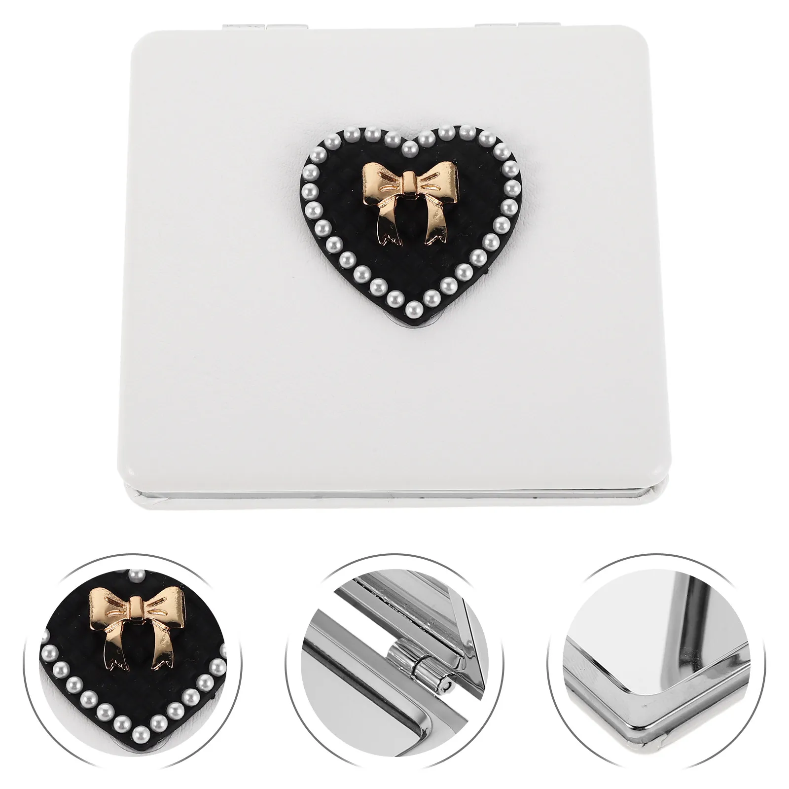 Foldable Makeup Mirror Portable Travel Compact Heart Pearl Design Bow Accent Double-Sided Magnifying Vanity Mirror for Purse
Foldable Makeup Mirror Portable Travel Compact Heart Pearl Design Bow Accent Double-Sided Magnifying Vanity Mirror for Purse