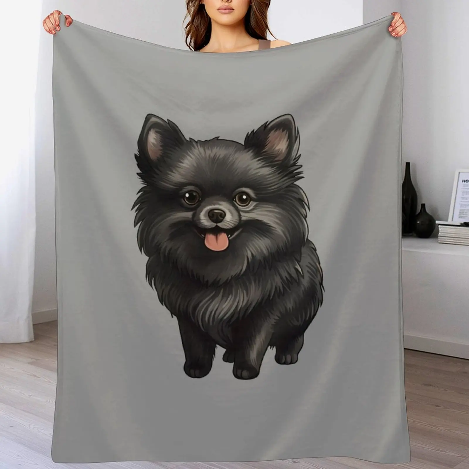 Cute Black Pomeranian Puppy Dog Drawing Throw Blanket Thin Soft Blanket for Summer Night Sleeping
Cute Black Pomeranian Puppy Dog Drawing Throw Blanket Thin Soft Blanket for Summer Night Sleeping