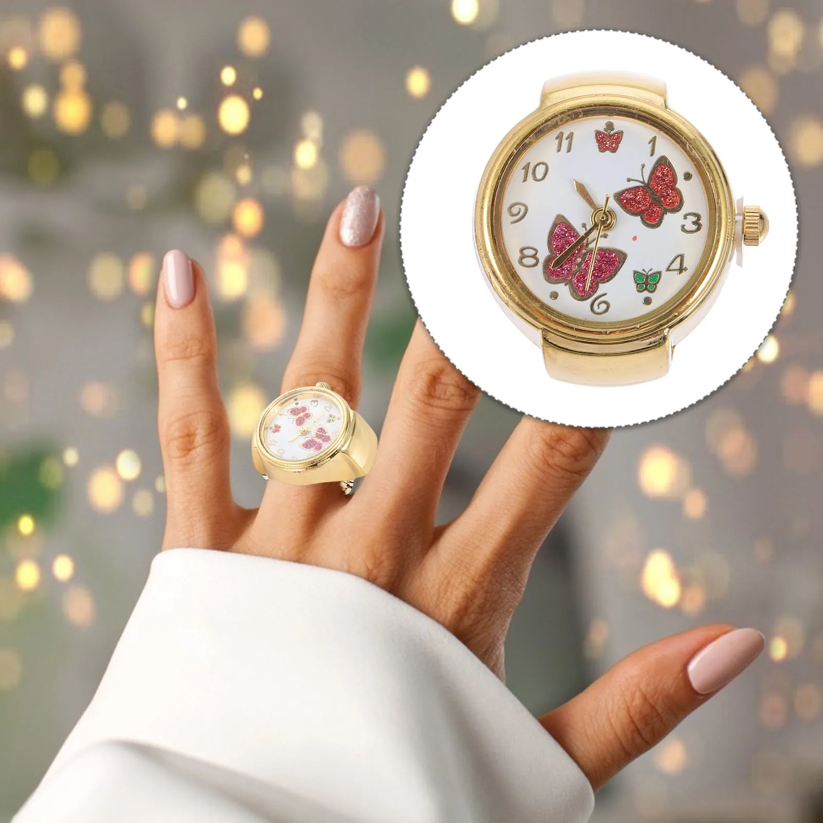 Butterfly Ring Watch Golden Finger Jewelry Watches Big Numbers Metal Durable Decorative Easy Time Checking Accessories Phone
Butterfly Ring Watch Golden Finger Jewelry Watches Big Numbers Metal Durable Decorative Easy Time Checking Accessories Phone