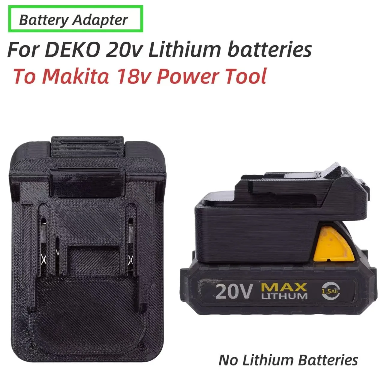 Адаптер-конвертер для литий-ионных аккумуляторов Deko 20v для инструментов Makita (инструменты и аккумуляторы в комплект не входят)
Адаптер-конвертер для литий-ионных аккумуляторов Deko 20v для инструментов Makita (инструменты и аккумуляторы в комплект не входят)