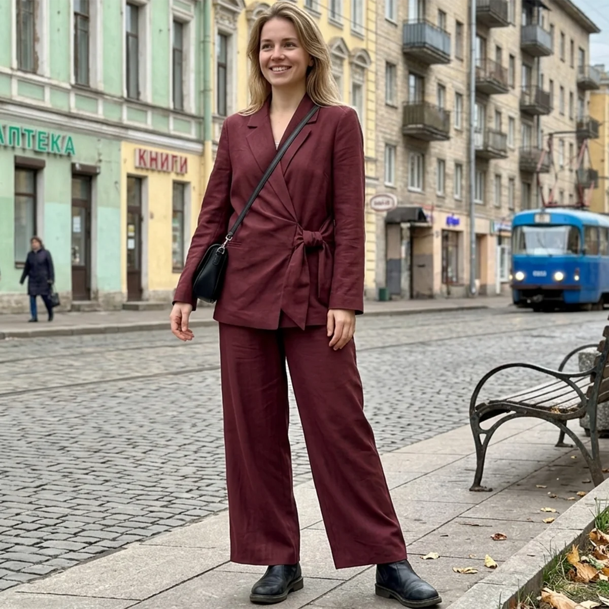 Elegant Burgundy Blazer Set Women Sophisticated Tie Waist Suit Jacket & Wide Leg Pants 2 Piece Set Office Lady Workwear 2026
Elegant Burgundy Blazer Set Women Sophisticated Tie Waist Suit Jacket & Wide Leg Pants 2 Piece Set Office Lady Workwear 2026