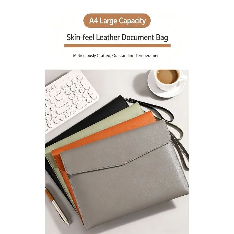 7 Colors A4 Leather Document Bag, Waterproof Zipper File Folder, 33x24.3cm Portable Envelope Pouch for Office Business Travel
7 Colors A4 Leather Document Bag, Waterproof Zipper File Folder, 33x24.3cm Portable Envelope Pouch for Office Business Travel