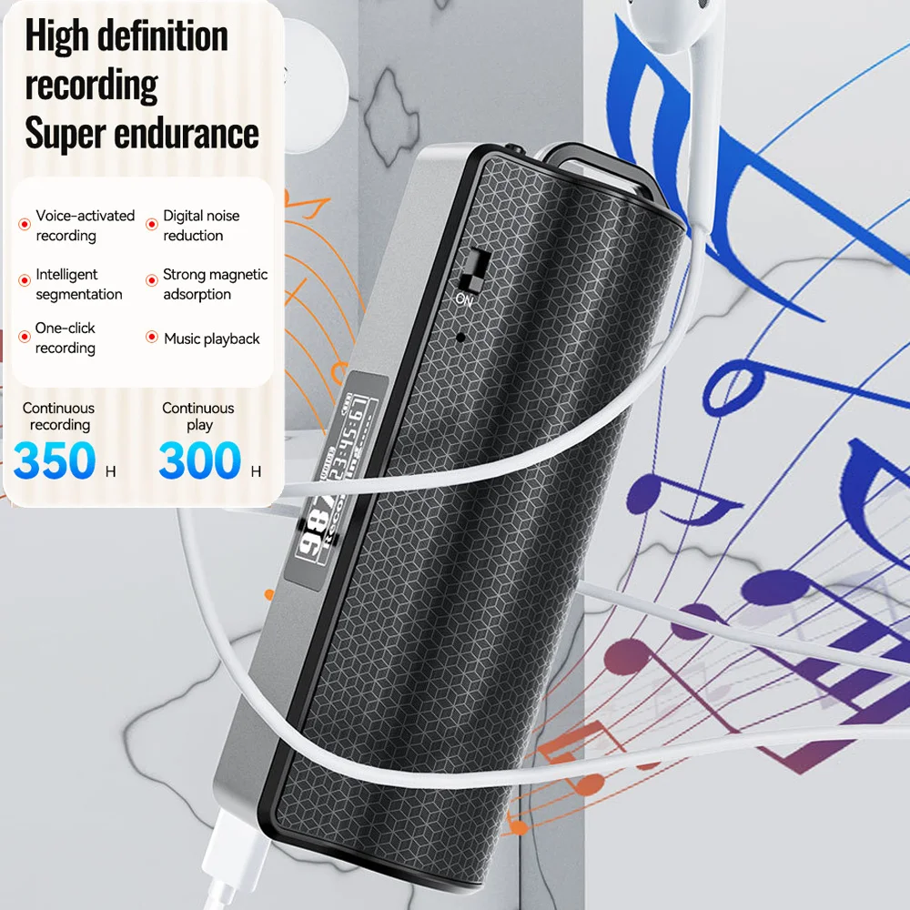 Mini AI Voice Recorder Super Endurance Voice Recorder:3000mAh, 600H Use, Magnetic, Noise Reduction, Voice Activated Music Player
Mini AI Voice Recorder Super Endurance Voice Recorder:3000mAh, 600H Use, Magnetic, Noise Reduction, Voice Activated Music Player