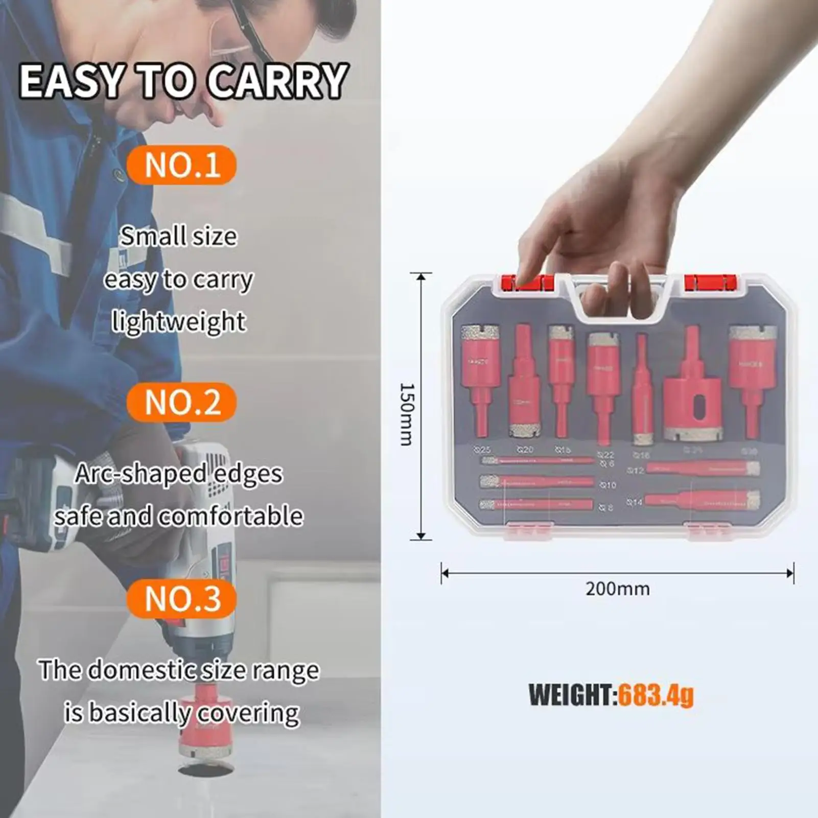 Набор кольцевых пил для плитки, высокоточные сверла в футляре для фарфоровой плитки, ремонт дома, ремонт стен, электрическая проводка
Набор кольцевых пил для плитки, высокоточные сверла в футляре для фарфоровой плитки, ремонт дома, ремонт стен, электрическая проводка