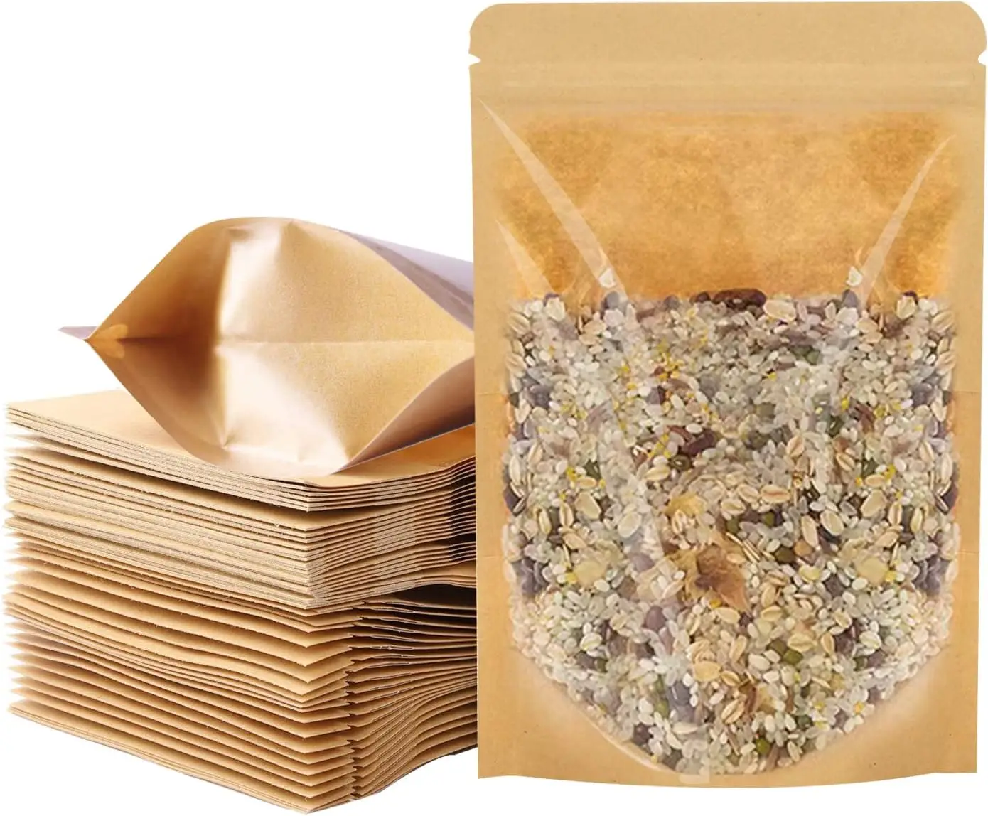 100 PCS Stand Up Pouches,8 x 12 inch Kraft Paper Food Bags with Clear Window, Reusable Zipper Food Storage Bags Resealable Po
100 PCS Stand Up Pouches,8 x 12 inch Kraft Paper Food Bags with Clear Window, Reusable Zipper Food Storage Bags Resealable Po