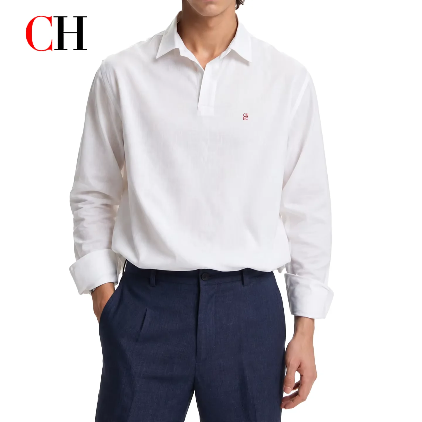 CH Logo Embroidered Solid Color Men Long Sleeve Henley Polo Shirt Premium Fabric Soft Breathable Daily Casual Tops
CH Logo Embroidered Solid Color Men Long Sleeve Henley Polo Shirt Premium Fabric Soft Breathable Daily Casual Tops