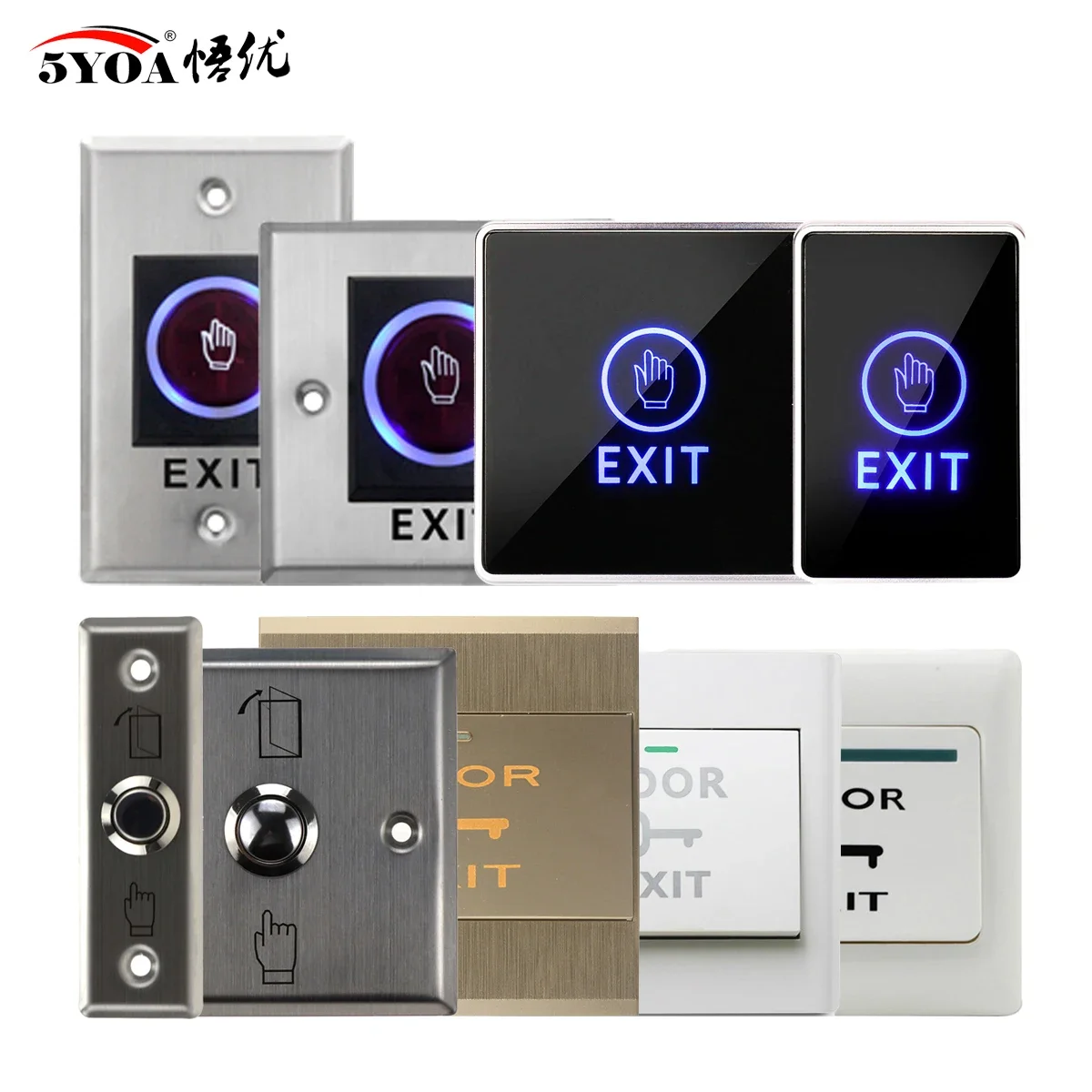 5YOA Access Button Door Exit Push Switch No Touch Release Gate Opener Door Access Control System Entry Open Touch
