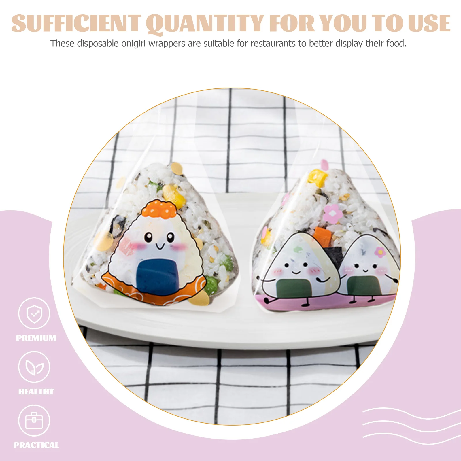 50pcs Onigiri Wrappers Disposable Rice Ball Packaging Bags Triangle Japanese Bulk Creative Kawaii Food Storage for Restaurant 
50pcs Onigiri Wrappers Disposable Rice Ball Packaging Bags Triangle Japanese Bulk Creative Kawaii Food Storage for Restaurant