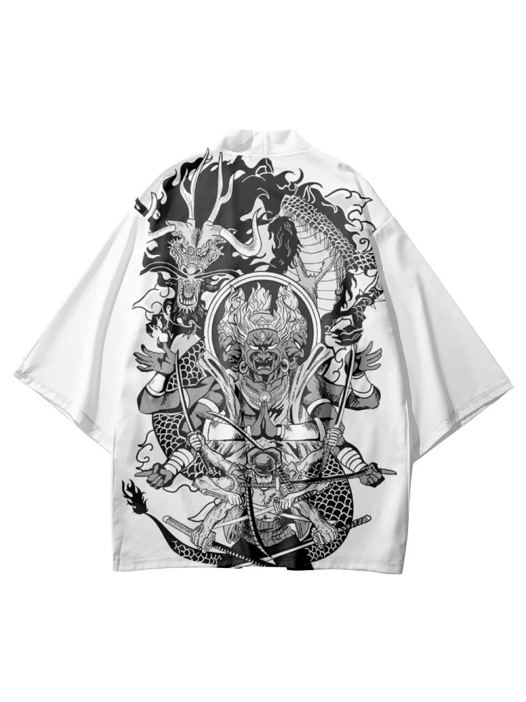Fashion Kimono Man Women Japanese Cardigan Cosplay Haori Beach Yukata Samurai Print Harajuku Streetwear Clothing White Jacket
Fashion Kimono Man Women Japanese Cardigan Cosplay Haori Beach Yukata Samurai Print Harajuku Streetwear Clothing White Jacket