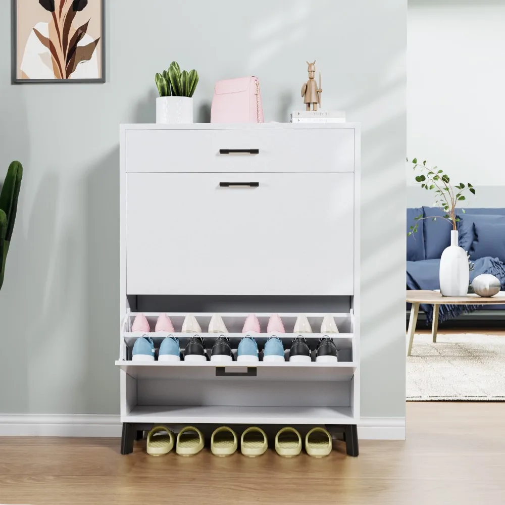 Shoe Storage Cabinet for Entryway, Free Standing Shoes Organizer with 2 Flip Drawers, Hidden Shoe Rack Storage Organizer
Shoe Storage Cabinet for Entryway, Free Standing Shoes Organizer with 2 Flip Drawers, Hidden Shoe Rack Storage Organizer