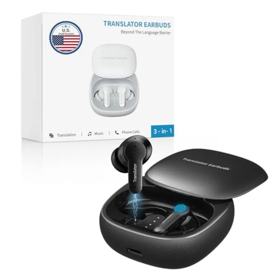 Offline translator earbuds for travel, ABS plastic, black, real-time two-way translation in 144 languages, no subscription need
Offline translator earbuds for travel, ABS plastic, black, real-time two-way translation in 144 languages, no subscription need