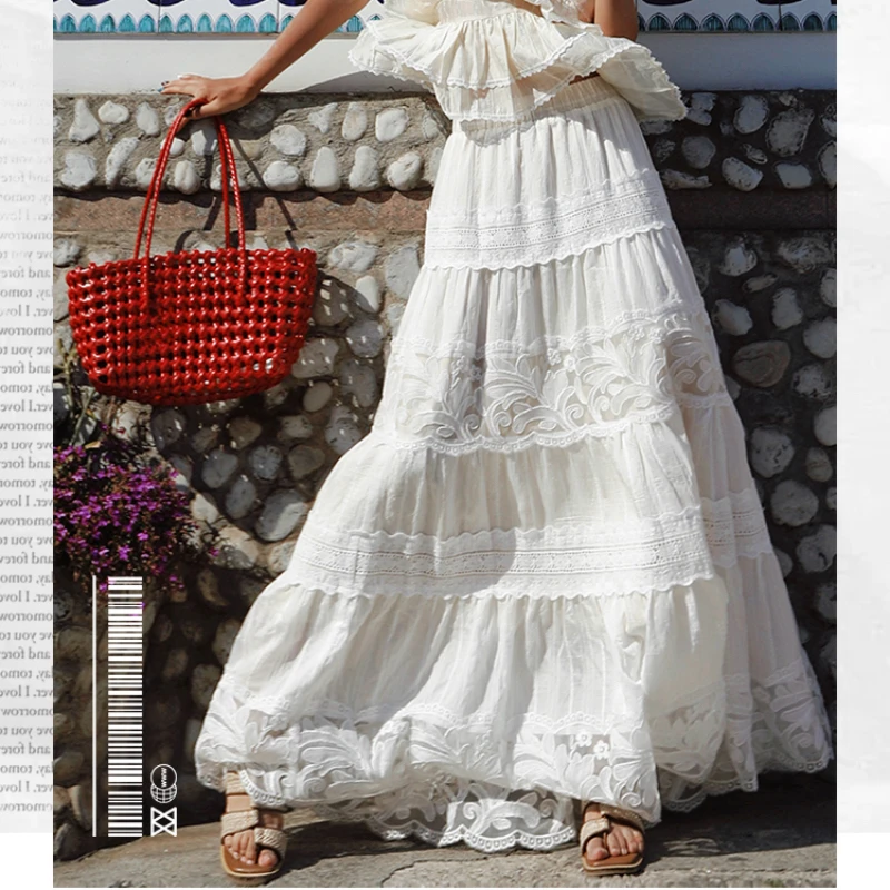 TIYIHAILEY Long Maxi Skirt for Women White Lace Mesh Patchwork Skirts Ladies Elastic Waist,Spring Summer New Fashion 2025 A Line
TIYIHAILEY Long Maxi Skirt for Women White Lace Mesh Patchwork Skirts Ladies Elastic Waist,Spring Summer New Fashion 2025 A Line