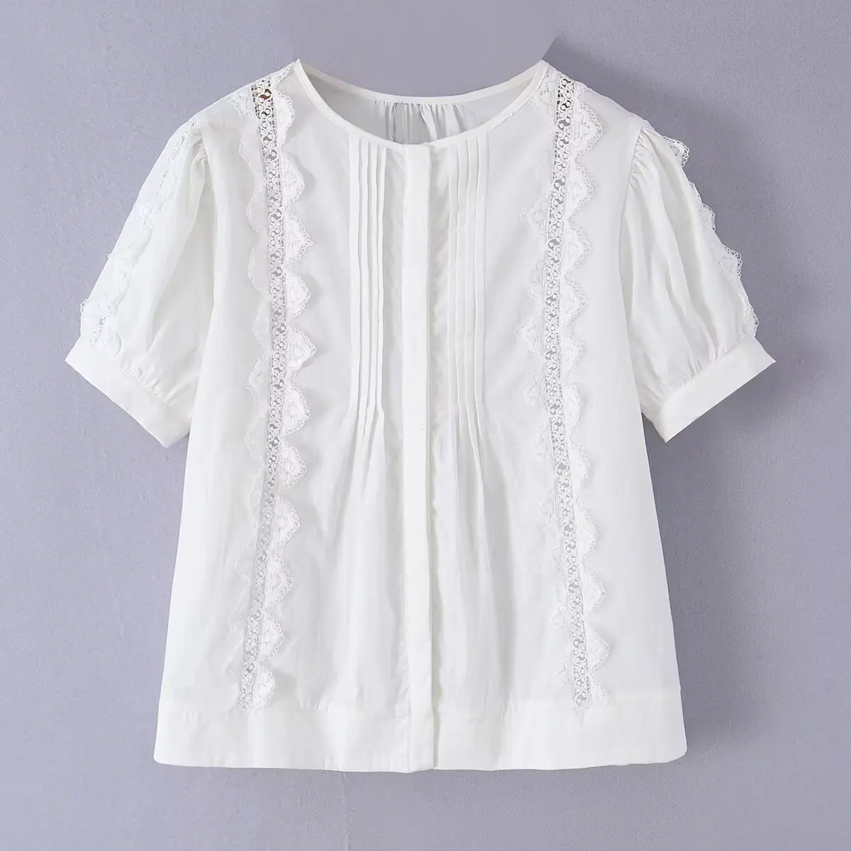 WOMAN 2026 Summer New Fashion Lace-Stitch Shirt Blouses Vintage O Neck Short Sleeve Casual Female Shirts Blusas Chic Tops
WOMAN 2026 Summer New Fashion Lace-Stitch Shirt Blouses Vintage O Neck Short Sleeve Casual Female Shirts Blusas Chic Tops