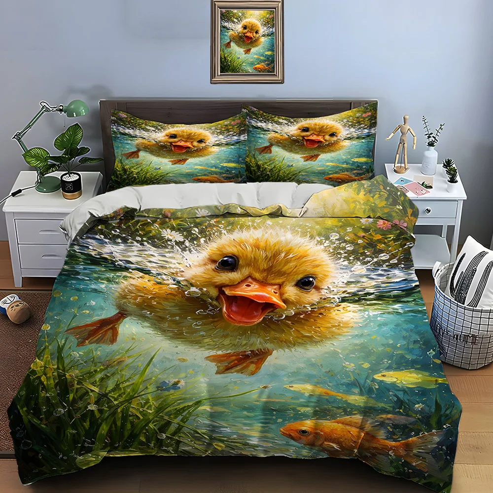Duckling swimming playfully amidst fish Bedding Set for Kids Luxury Gift 3pcs Digital Print Comforter Set Soft Comfortable
Duckling swimming playfully amidst fish Bedding Set for Kids Luxury Gift 3pcs Digital Print Comforter Set Soft Comfortable