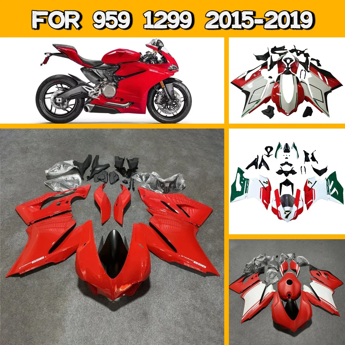 Комплект обтекателей для мотоциклов Ducati 959 1299 (2015-2019), изготовленный методом литья под давлением
Комплект обтекателей для мотоциклов Ducati 959 1299 (2015-2019), изготовленный методом литья под давлением
