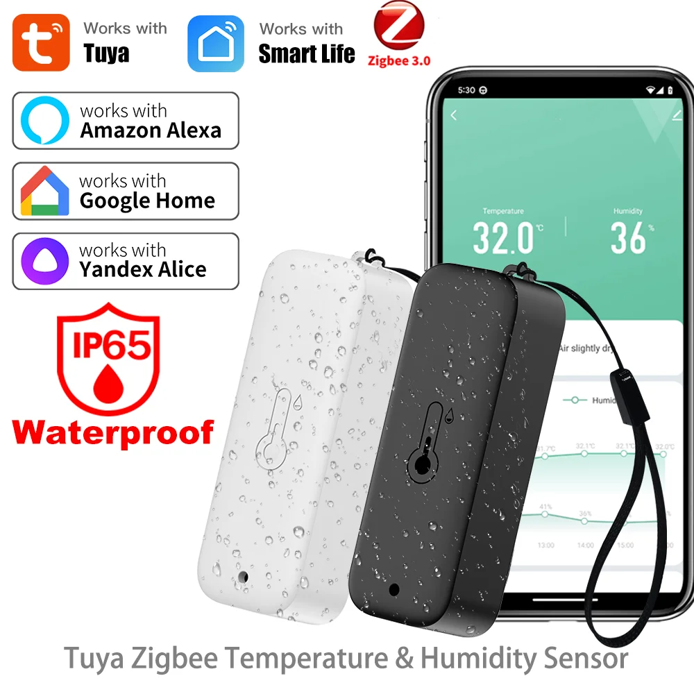Tuya Zigbee Outdoor Temperature Humidity Sensor Thermometer, IP65 Waterproof with Hanging Rope, Smart Life & Google Assistant En
Tuya Zigbee Outdoor Temperature Humidity Sensor Thermometer, IP65 Waterproof with Hanging Rope, Smart Life & Google Assistant En