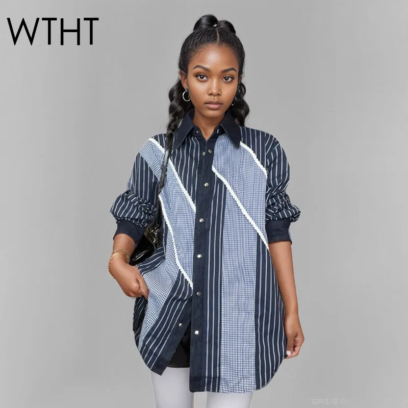 WTHT New Fashion Women's Spliced Contrast Color Plaid Design Striped Shirt 2025 Summer Lapel Long Sleeve Blouse Female 1LS1995
WTHT New Fashion Women's Spliced Contrast Color Plaid Design Striped Shirt 2025 Summer Lapel Long Sleeve Blouse Female 1LS1995