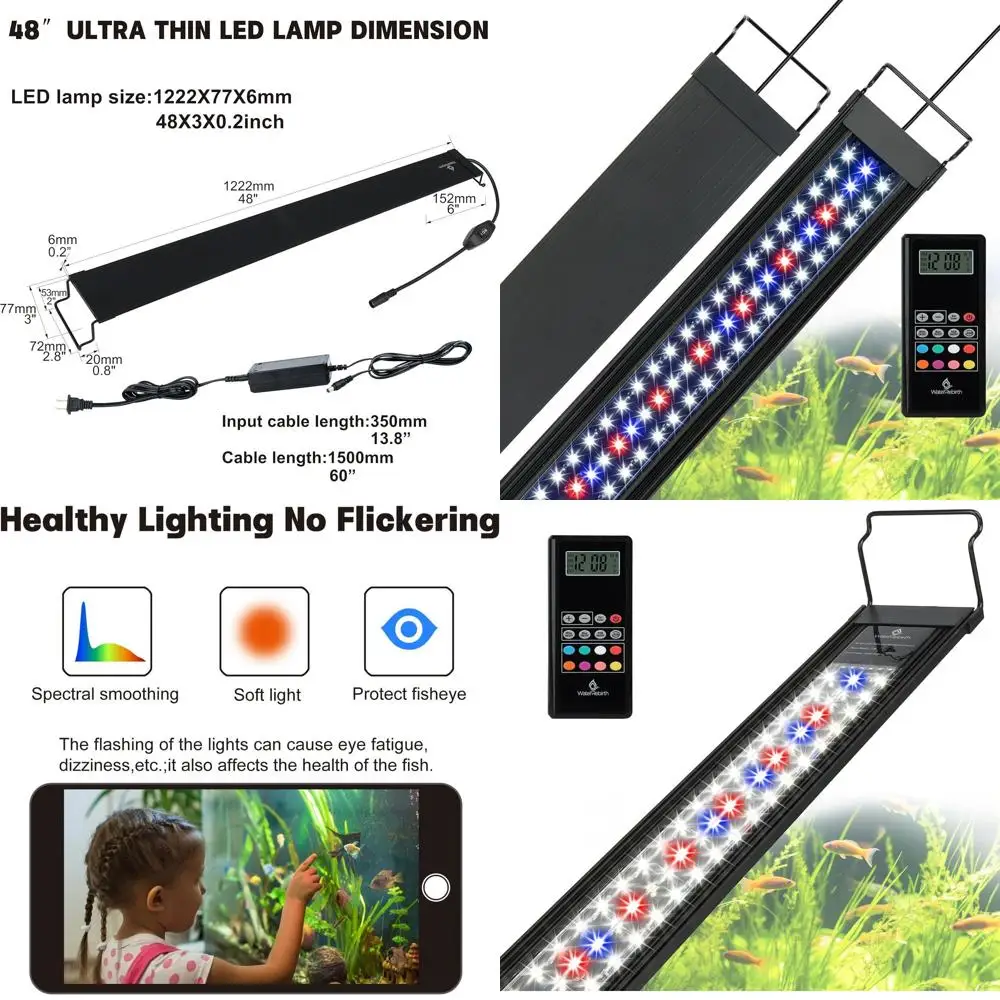 Ультратонкая светодиодная RGB-лента с дистанционным управлением для аквариумных растений, 48-54 дюйма
Ультратонкая светодиодная RGB-лента с дистанционным управлением для аквариумных растений, 48-54 дюйма