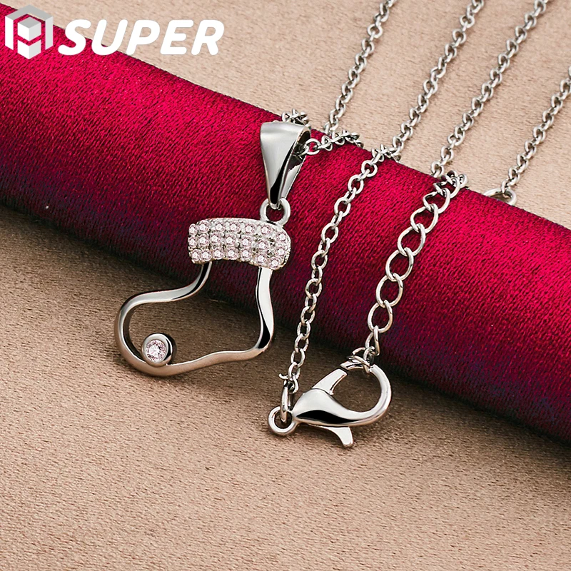 925 Sterling Silver AAA Zircon Heart Pendant Necklace 18-30 Inch Chain For Woman Fashion Wedding Party Charm Jewelry
925 Sterling Silver AAA Zircon Heart Pendant Necklace 18-30 Inch Chain For Woman Fashion Wedding Party Charm Jewelry
