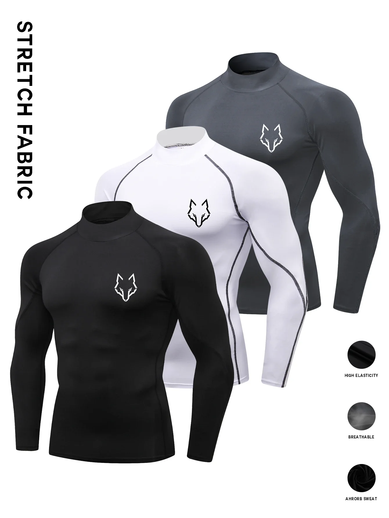 Three-piece long-sleeved sports running suit, tight-fitting mid-high neck fitness suit, quick-drying men's basketball top
Three-piece long-sleeved sports running suit, tight-fitting mid-high neck fitness suit, quick-drying men's basketball top