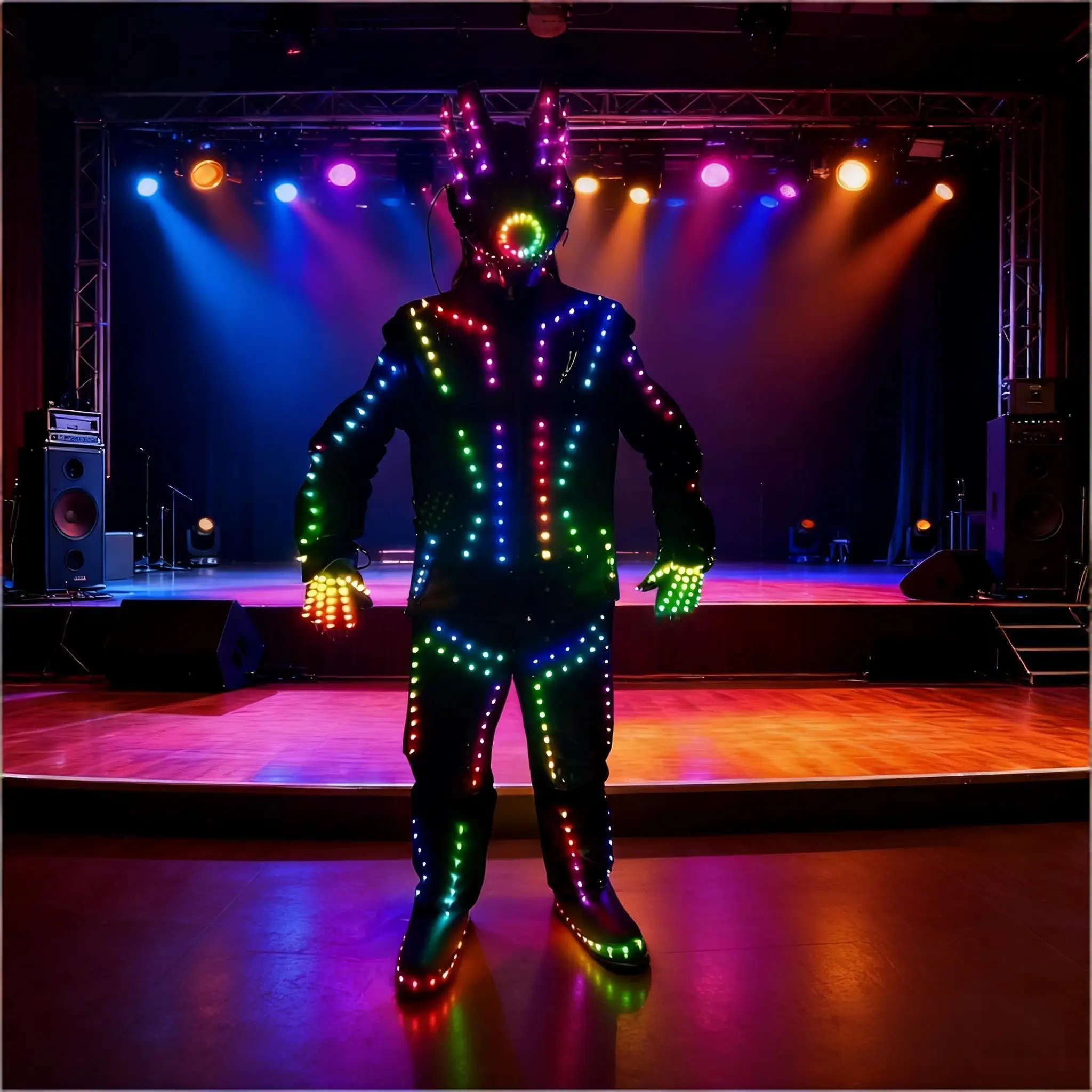 LED Robot Suit for Men Electronic Light Up Dance Costume with Multiple Modes Shiny Stage Performance Outfit for Rave Night Club
LED Robot Suit for Men Electronic Light Up Dance Costume with Multiple Modes Shiny Stage Performance Outfit for Rave Night Club