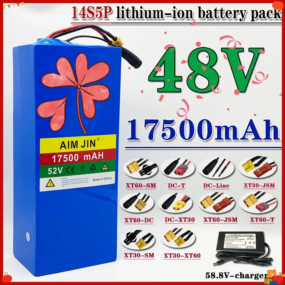 14S5P 52V 17500mAh 18650 Lithium Battery with BMS High-Power for Electric Scooters Mountain Bikes
14S5P 52V 17500mAh 18650 Lithium Battery with BMS High-Power for Electric Scooters Mountain Bikes