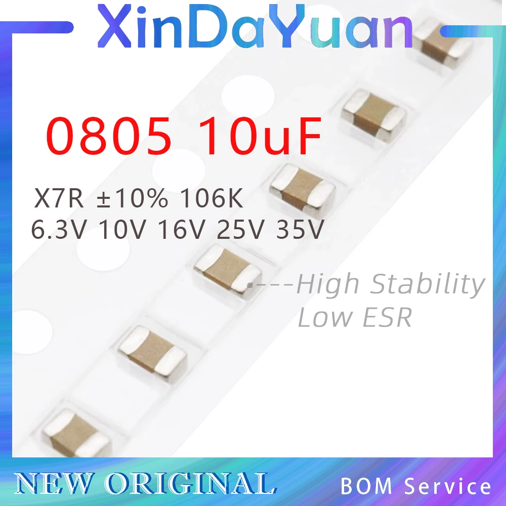 50pcs 0805 10uF 106K 6.3V 10V 16V 25V 35V ±10% X7R SMD Multi-Layer Ceramic Capacitor MLCC
50pcs 0805 10uF 106K 6.3V 10V 16V 25V 35V ±10% X7R SMD Multi-Layer Ceramic Capacitor MLCC