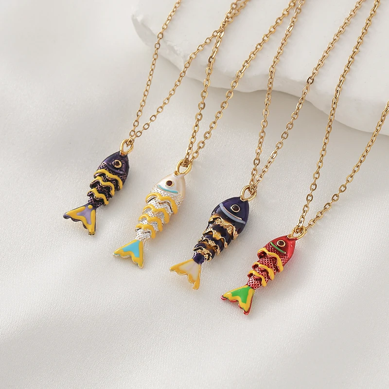New Ocean Series Colorful Tiddler Fish Necklace Personalized Fashionable Goldfish Collarbone Chain Charming Women Jewelry Gifts
New Ocean Series Colorful Tiddler Fish Necklace Personalized Fashionable Goldfish Collarbone Chain Charming Women Jewelry Gifts