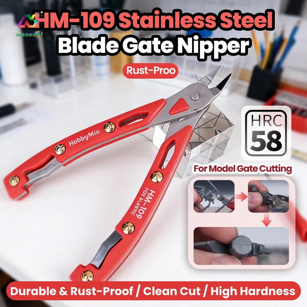 HOBBY MIO HM-109 Stainless Steel Model Gate Nipper HRC58 High Hardness Single Blade Cutting Pliers for Gunpla Model Making Tool
HOBBY MIO HM-109 Stainless Steel Model Gate Nipper HRC58 High Hardness Single Blade Cutting Pliers for Gunpla Model Making Tool