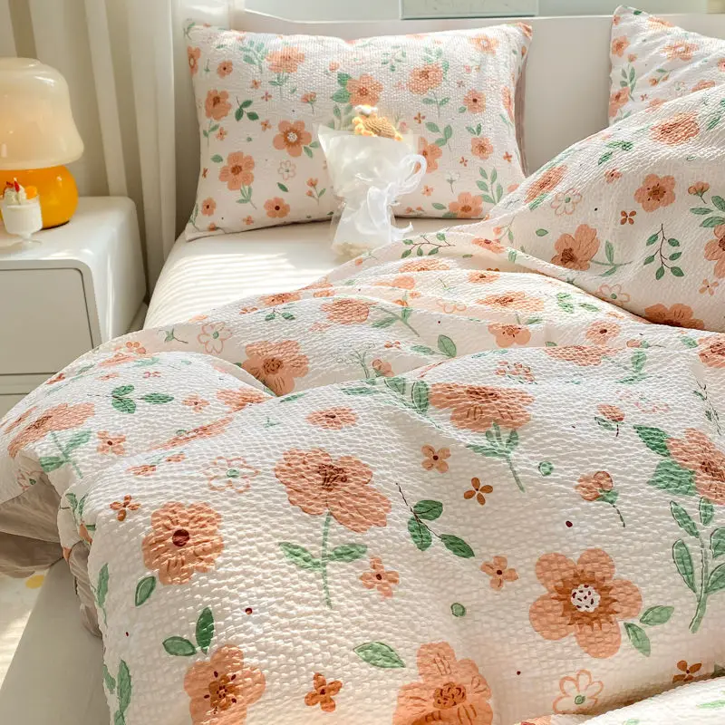 Romantic Floral Duvet Cover Set No Filler Soft Seersucker King Single Szie Pillowcases Flat Sheet Home Decoration Bed Linens
Romantic Floral Duvet Cover Set No Filler Soft Seersucker King Single Szie Pillowcases Flat Sheet Home Decoration Bed Linens