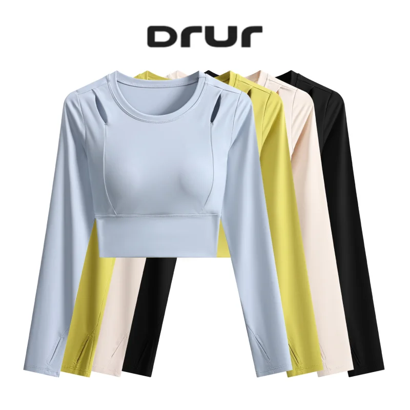 DRUR Yoga Top With Built in Bra Active Long Sleeve T Shirt For Dance Athletic Gym Clothes Women Crop Yogawear Spring Summer 2026
DRUR Yoga Top With Built in Bra Active Long Sleeve T Shirt For Dance Athletic Gym Clothes Women Crop Yogawear Spring Summer 2026