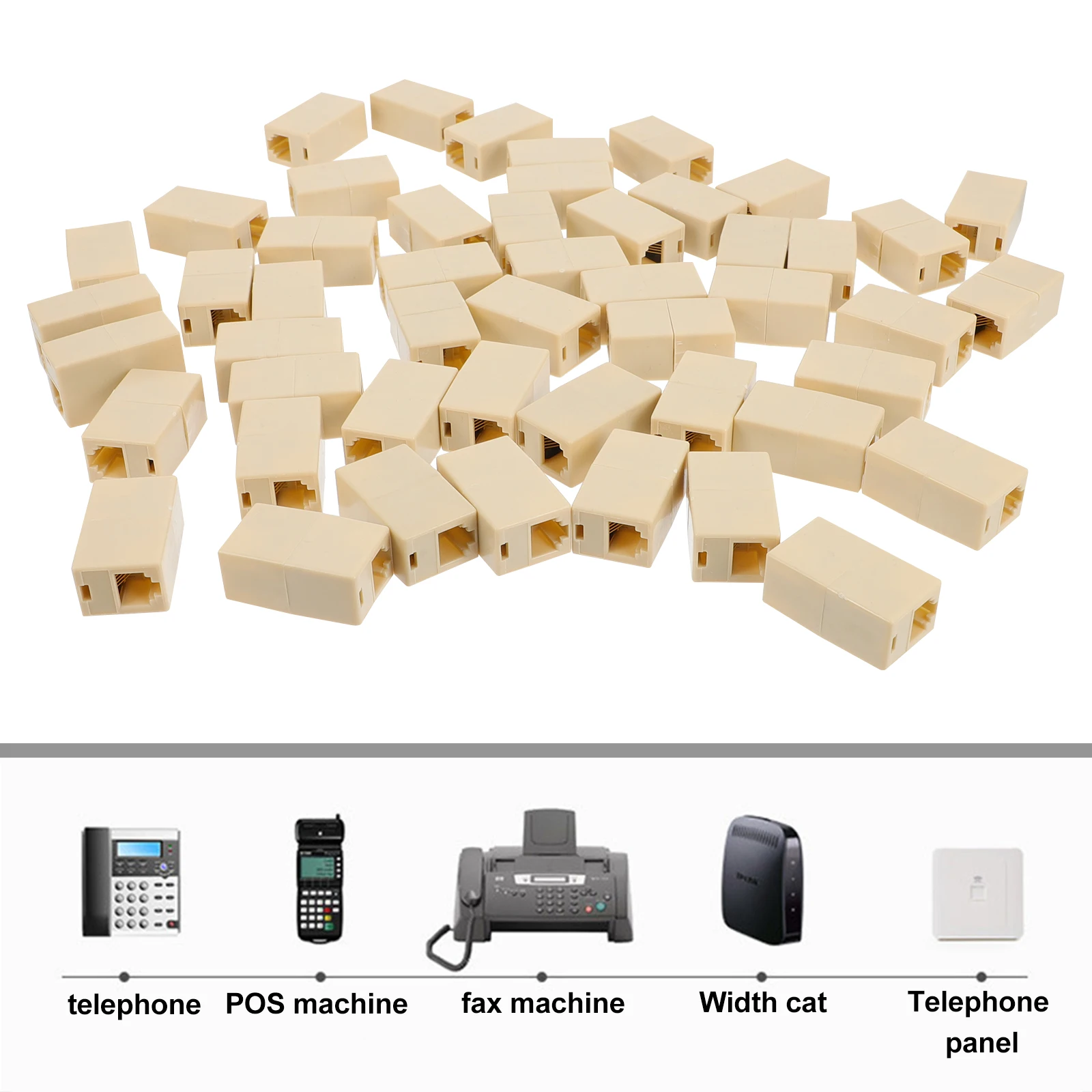 50 pcs Telephone Wire Connector RJ11 Straight Extension Cord Coupler Phone Line Adapter Cable Extender Practical Long Life DIY
50 pcs Telephone Wire Connector RJ11 Straight Extension Cord Coupler Phone Line Adapter Cable Extender Practical Long Life DIY