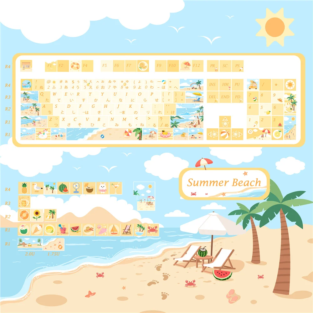 Customized Design Summer Beach Sublimation Keycaps a Timeless Summer Memory Nestled at Your Fingertips PBT Cherry Profile Keycap
Customized Design Summer Beach Sublimation Keycaps a Timeless Summer Memory Nestled at Your Fingertips PBT Cherry Profile Keycap