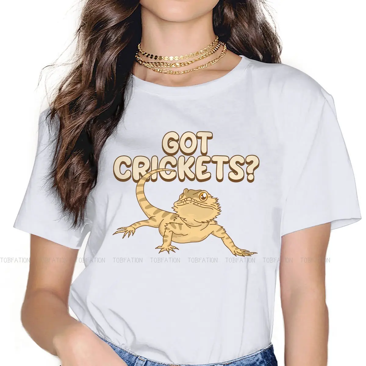 Забавная женская футболка с изображением рептилии «Got Crickets», базовые Топы для влюбленных девочек, женская футболка с круглым вырезом, Забавный модный подарок 5XL
Забавная женская футболка с изображением рептилии «Got Crickets», базовые Топы для влюбленных девочек, женская футболка с круглым вырезом, Забавный модный подарок 5XL