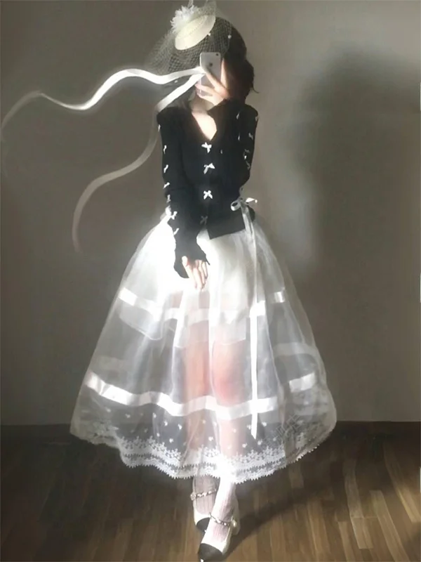 Elegant High Waist Lace Patchwork Skirt Knot Slimming Long Dress Korean Style Commute A-Line Skirt for Ladies
Elegant High Waist Lace Patchwork Skirt Knot Slimming Long Dress Korean Style Commute A-Line Skirt for Ladies