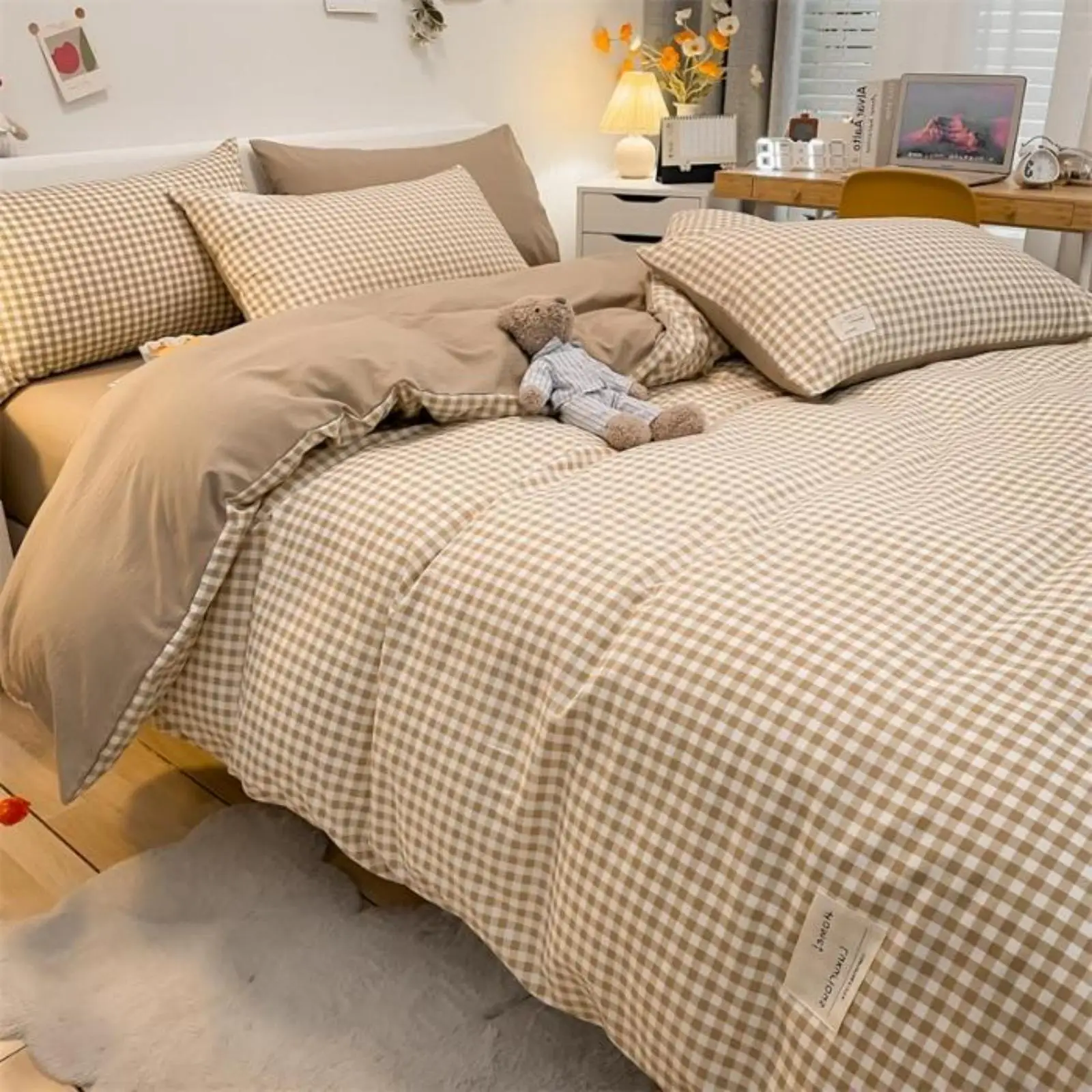 3/4Pcs Microfiber Duvet Cover Set Brushed Washed Cotton Quilt Cover Double Twin King Queen Size Plaid Bedding Fitted Sheet Set
3/4Pcs Microfiber Duvet Cover Set Brushed Washed Cotton Quilt Cover Double Twin King Queen Size Plaid Bedding Fitted Sheet Set