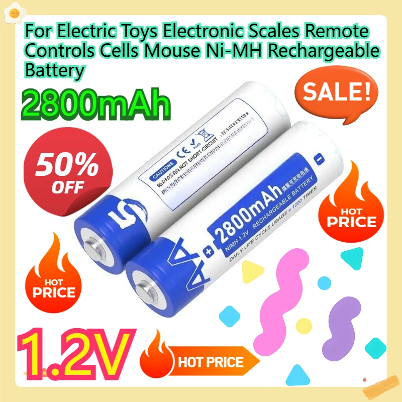 For Electric Toys Electronic Scales Remote Controls Cells Mouse Ni-MH Rechargeable Battery 1.2V AA 2800mAh
For Electric Toys Electronic Scales Remote Controls Cells Mouse Ni-MH Rechargeable Battery 1.2V AA 2800mAh