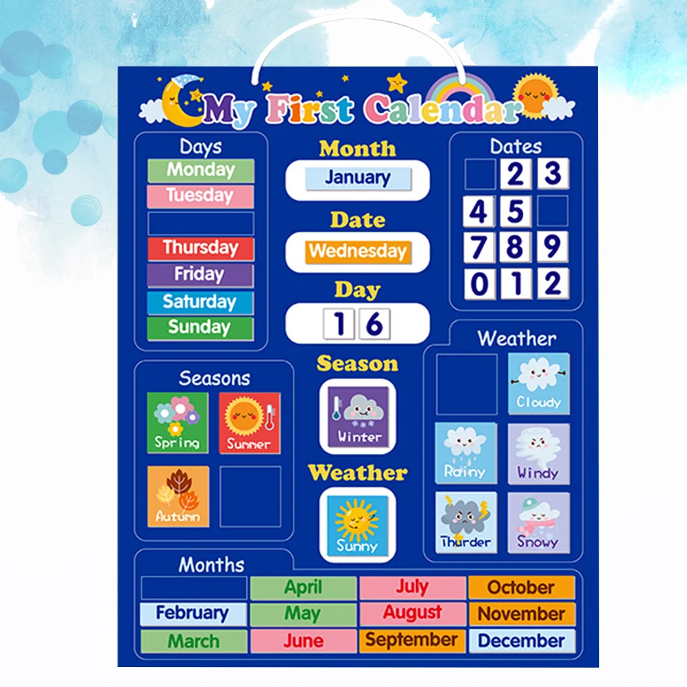 Magnetic Plate English Weather Calendar Pocket Force Cognitive Hanging Board Creative Early Educational
Magnetic Plate English Weather Calendar Pocket Force Cognitive Hanging Board Creative Early Educational