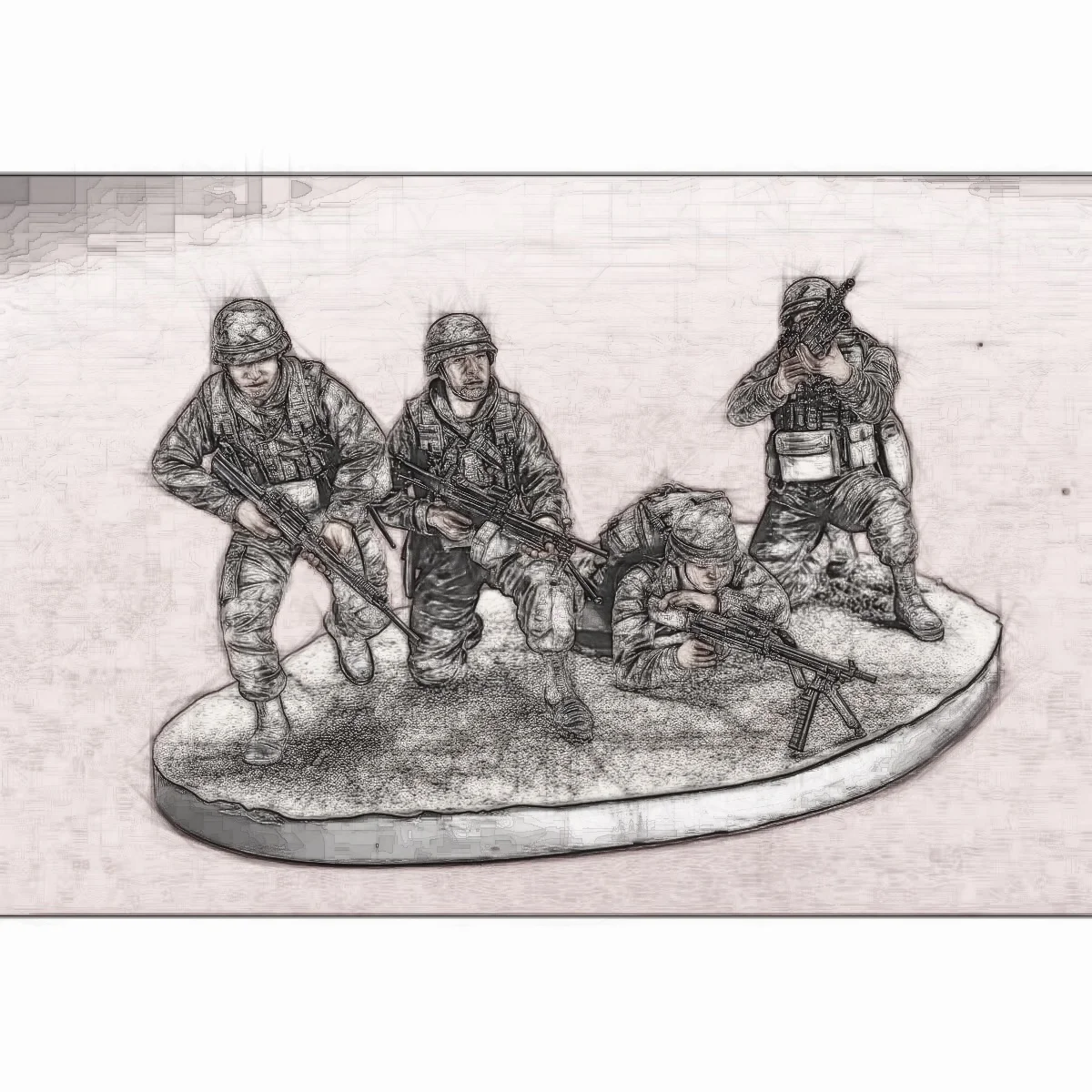 Набор неокрашенных моделей из смолы в масштабе 1/35, военная тематика, Корпус морской пехоты (4 фигуры с подставкой), в разобранном и неокрашенном виде, GK, 1491R
Набор неокрашенных моделей из смолы в масштабе 1/35, военная тематика, Корпус морской пехоты (4 фигуры с подставкой), в разобранном и неокрашенном виде, GK, 1491R