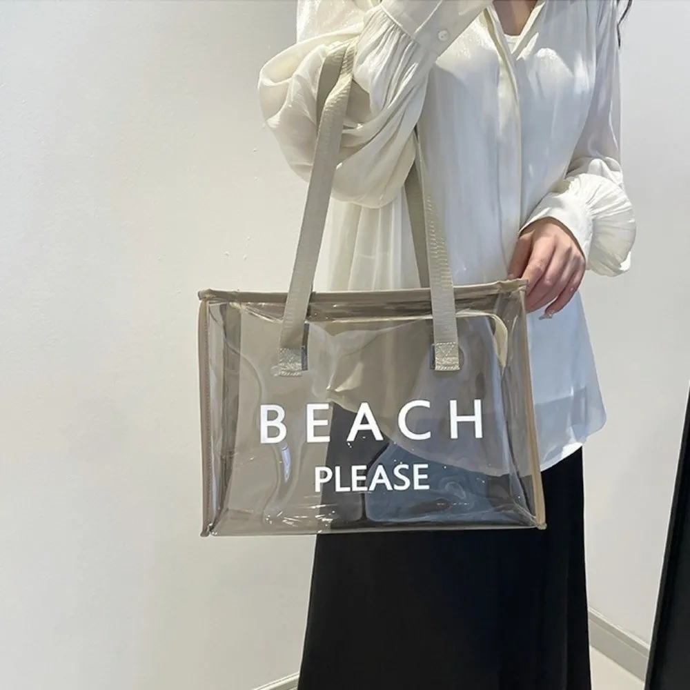 Fashion PVC Transparent Tote Bag Waterproof Zipper Jelly Handbag Storage Bag Cosmetic Bag Letter Shoulder Bag Summer
Fashion PVC Transparent Tote Bag Waterproof Zipper Jelly Handbag Storage Bag Cosmetic Bag Letter Shoulder Bag Summer