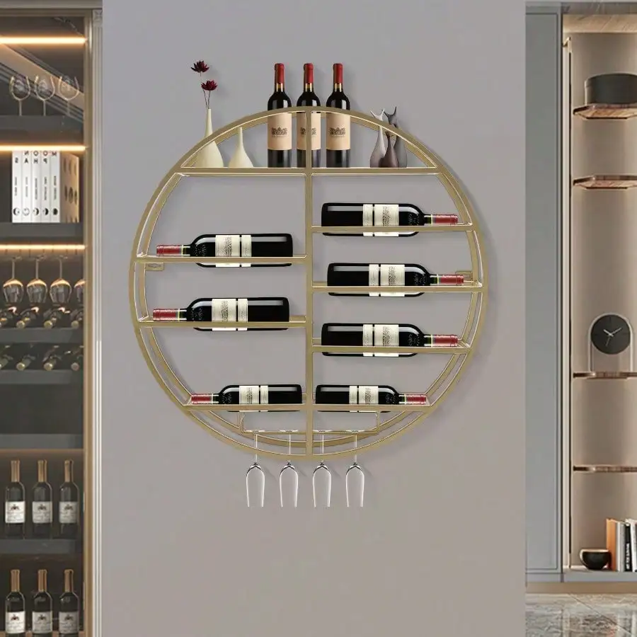Wall Mounted Round Wine Rack, Wine Display Rack, Wine Shelf With Glass Holder
Wall Mounted Round Wine Rack, Wine Display Rack, Wine Shelf With Glass Holder