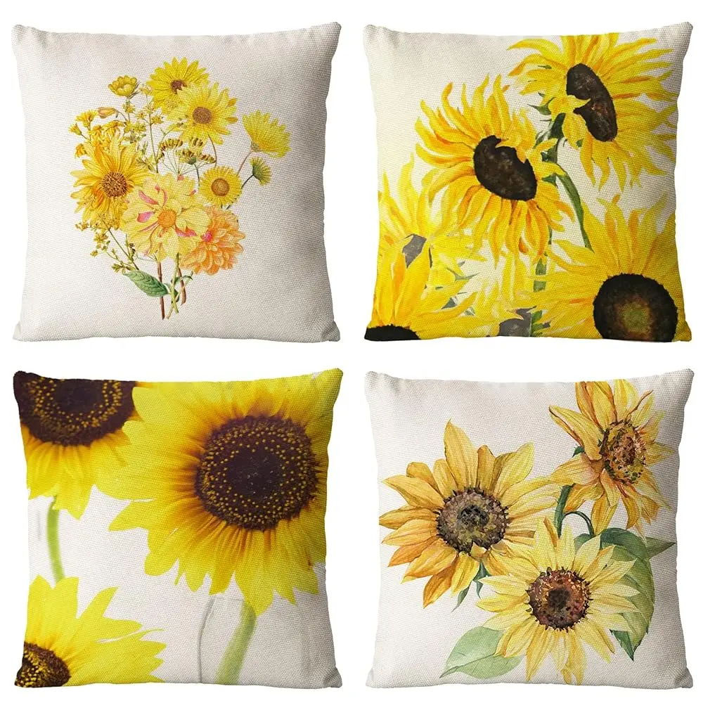 Set Of 4 Sunflower Flower Decorative Throw Pillow Covers 24X24 H Plant Pillow Covers Linen Square Pillow Cases Summer Flower 
Set Of 4 Sunflower Flower Decorative Throw Pillow Covers 24X24 H Plant Pillow Covers Linen Square Pillow Cases Summer Flower